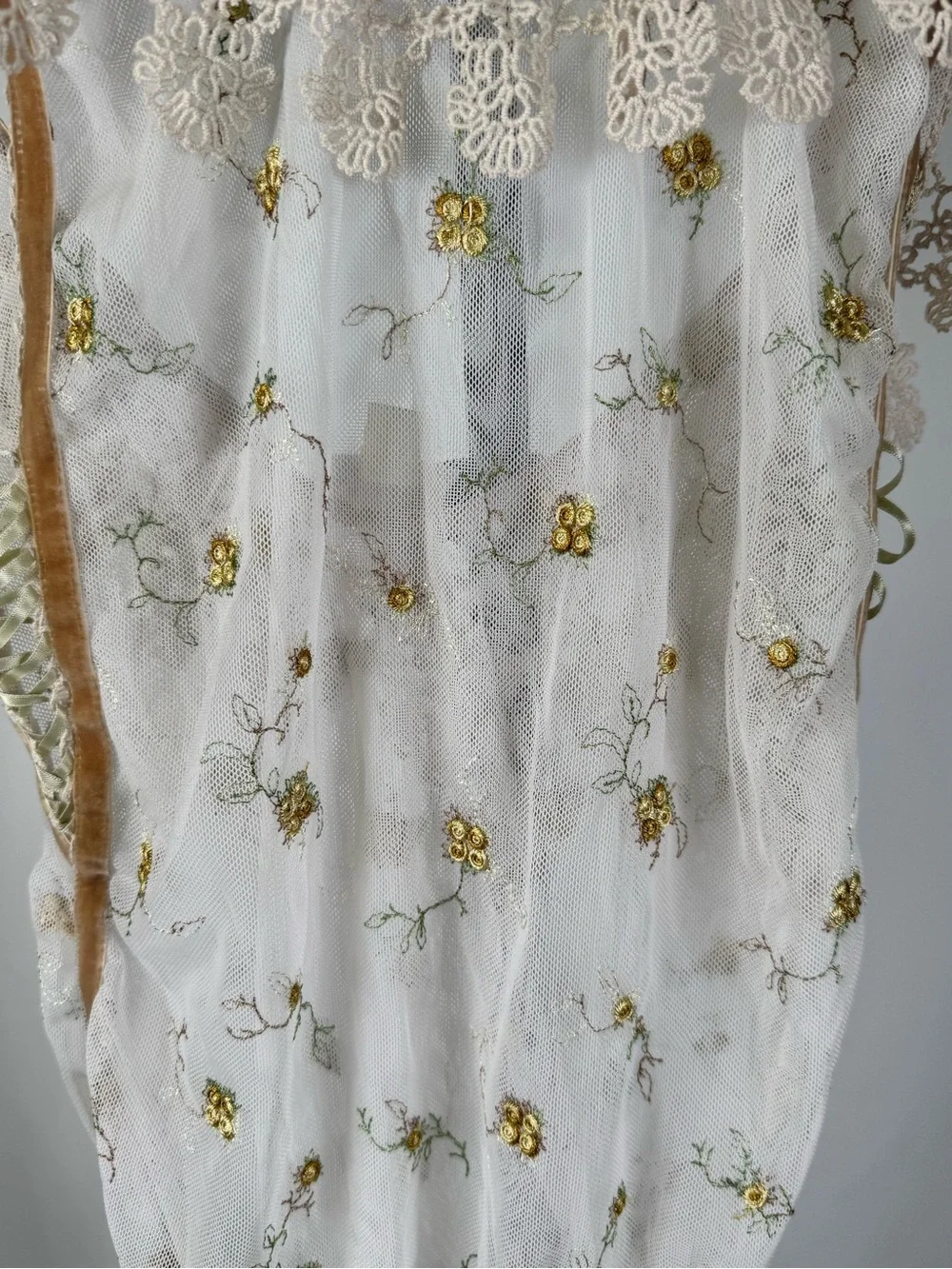 Free People Mischa Embroidered Lace Mesh Bodysuit Ivory Floral Boho Size Small